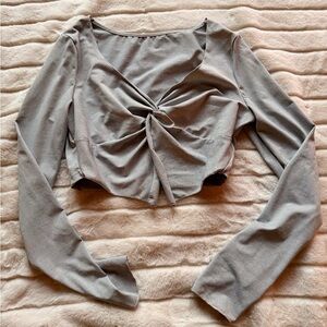 SHEIN Gray Twist Front Crop Top